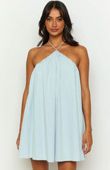 Talei-Blue-Halter-Puff-Mini-Dress