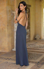 Tsuki-Grey-Stud-Detail-Cowl-Neck-Maxi-Dress