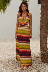 Xylia Halter Low Plunge Maxi Dress Anabell Red