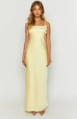 Zya-Yellow-Satin-Maxi-Dress