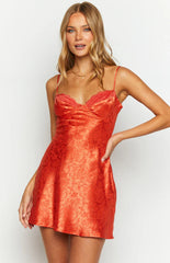 Noeline-Orange-Satin-Mini-Dress