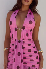 Adrianna-Plunge-Ruched-Maxi-Dress-Musk-Choc-Polka