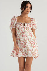 Rose Print Mini Dress Sale