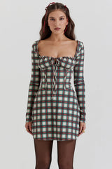 Red Tartan Corset Mini Dress