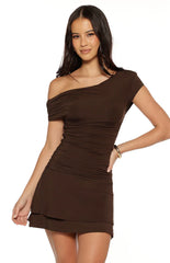 Yolanda-Brown-Off-Shoulder-Mini-Dress