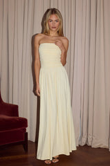 Malone Ruched Strapless Maxi Dress Lemon
