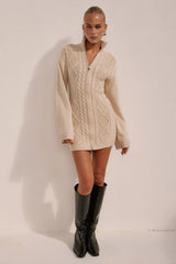 Katara Knit Mini Dress Cream