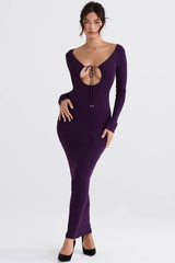 Grape Ribbed Knit Maxi Dress