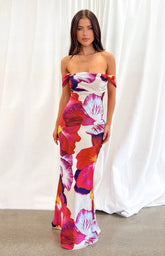 Ella-Pink-Floral-Print-Off-Shoulder-Formal-Dress