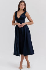 Midnight Twist Strap Satin Midi Dress Sale
