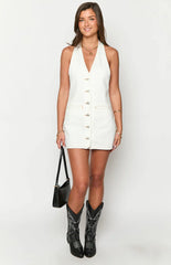Corbin-White-Denim-Halter-Neck-Mini-Dress