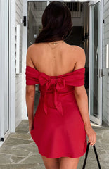 Primrose-Red-Satin-Off-The-Shoulder-Mini-Dress