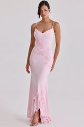 Pink-Hand-Beaded-Embellished-Satin-Maxi-Dress