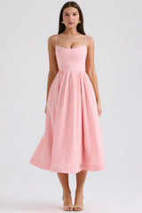 Rose Pink Cotton Corset Sundress