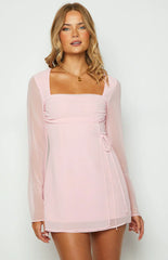 Lucy-Baby-Pink-Long-Sleeve-Mini-Dress