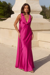 Gabriella Cowl Maxi Dress Fuchsia