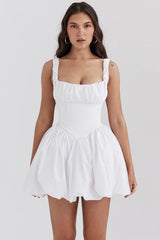 White Cotton Tulle Mini Dress