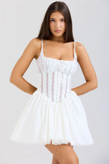 White Cotton Corset Mini Dress 10278