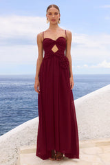 Danika Side Slit Maxi Dress Berry