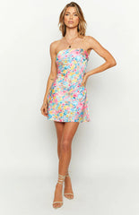 Ellie-Floral-Print-Strapless-Mini-Dress