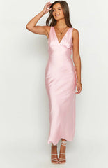 Verlaine-Pink-Satin-Maxi-Dress