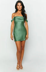 Zoella-Green-Off-The-Shoulder-Mini-Dress