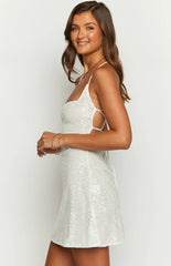 Say-So-White-Beaded-Mini-Dress