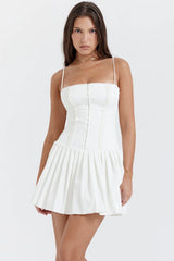 White Pleated Mini Dress 88718