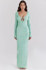 Seafoam Sequin Maxi Gown 60783