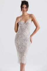 Antique Ivory Lace Midi Dress