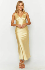 Verlaine-Yellow-Satin-Maxi-Dress