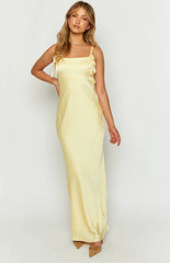 Zya-Yellow-Satin-Maxi-Dress