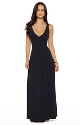 Novi-Navy-Drop-Waist-Crepe-Maxi-Dress