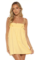 Leone-Yellow-Shirred-Bust-Mini-Dress