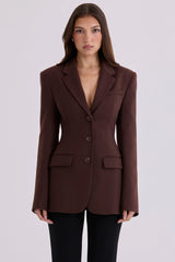 Chocolate Crepe Hourglass Blazer Jacket