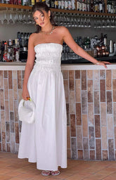 Benetti-White-Strapless-Maxi-Dress