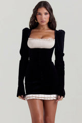Black Vintage Cream Mini Dress