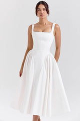 White Cotton Midi Sundress 21923