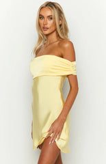 Primrose-Yellow-Satin-Off-The-Shoulder-Mini-Dress