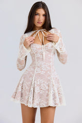 Vintage Cream Lace Mini Dress 87924