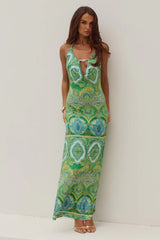Livia Halter Cowl Maxi Dress Indiana Green