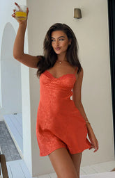 Noeline-Orange-Satin-Mini-Dress