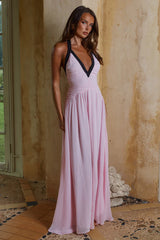 Carolina Halter Ruched Maxi Dress Musk