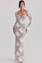 Ivory Embroidered Lace Maxi Dress Limited Edition 57405