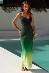 Benito Cowl Cross Back Maxi Dress Pine Ombre