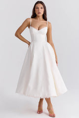 White Tulle Midi Dress 19930