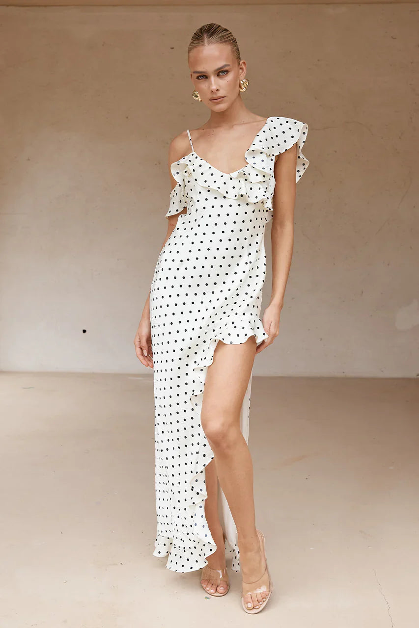 Karlita Maxi Dress White Polka