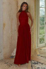 Vanessa High Neck Maxi Dress Cherry