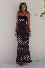 Kadie Off Shoulder Maxi Dress Black White Polka