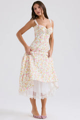 Ivory Meadow Print Cotton Bustier Sundress 96898